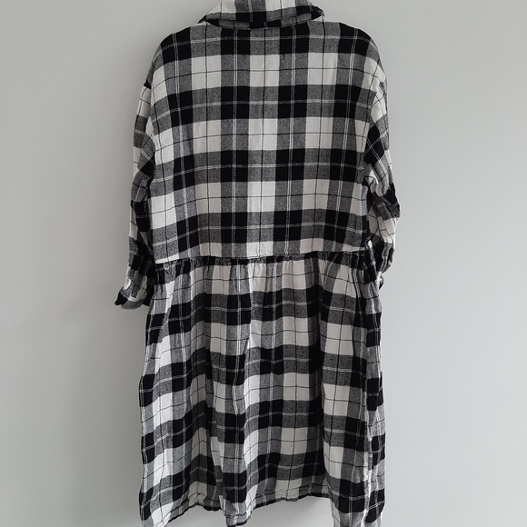 Old Navy Black White Plaid Collared Dress size 8 - Picture 4 of 9